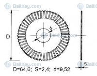 Фреза дисковая подрезная 64,6*2,4*9,52мм HSS SG18 Silca D913645ZR (Delta AY, FO)