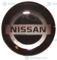 Наклейка логотип NISSAN черно белая диаметр 14мм