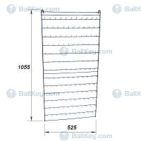 Стенд для ключей 143 крючка универсальный 52*105см 13рядов, L крючка общая/рабочая=60/40мм, диаметр 3мм
