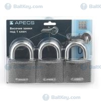 Apecs комплект навесных замков 3шт PD-01-63-blister 5ключей