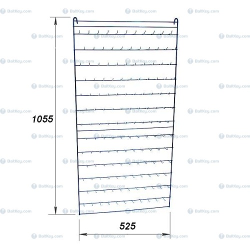 Стенд для ключей 143 крючка универсальный 52*105см 13рядов, L крючка общая/рабочая=60/40мм, диаметр 3мм