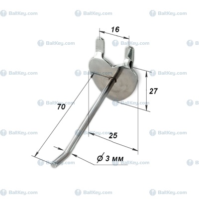 Крючок для стенда с перфорацией , форма сердце, шаг 16мм