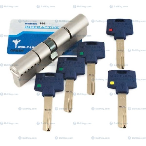 Mul-T-Lock цилиндр 115S+ Interactive ключ/ключ флажок светофор никель (перекодировка)3+1+1ключей