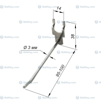 Крючок для стенда с перфорацией НЕ ЕВРО шаг 14мм