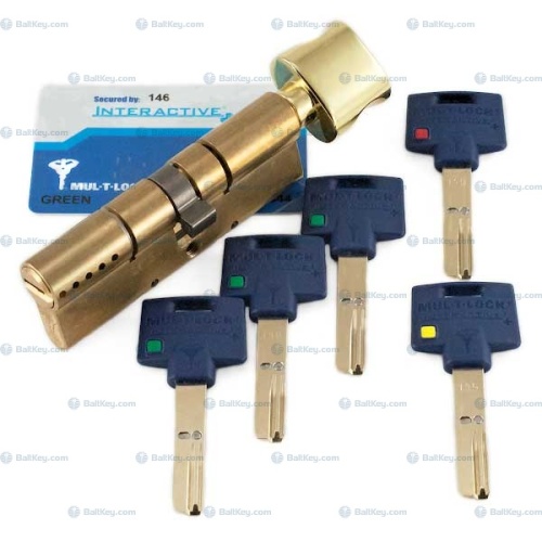 Mul-T-Lock цилиндр 115S+ Interactive ключ/вертушка флажок светофор латунь (перекодировка)3+1+1ключей